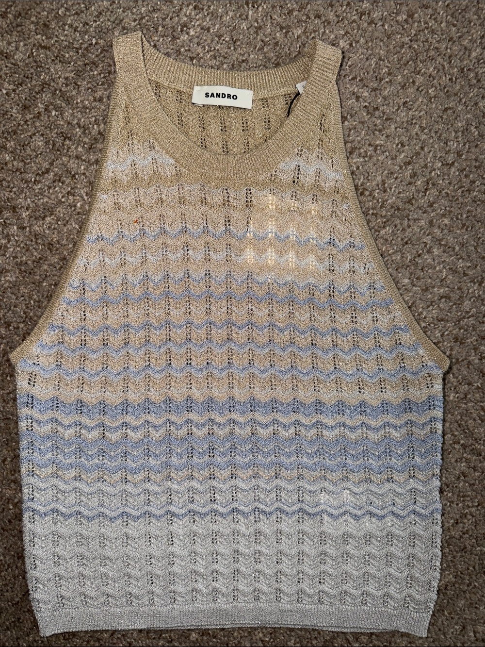 Sandro Knit Halter Tank shimmer gold and blue - Picture 8 of 8